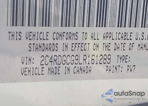 2020 Dodge Grand Caravan Sxt из США, поврежденный, VIN 2C4RDGCG9LR161289